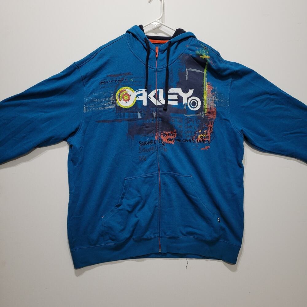 Oakley Square O Blue Full Zip Vintage Men’s Hoodie Sweatshirt Size 2XL XXL